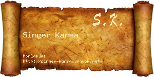 Singer Karsa névjegykártya